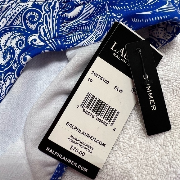 Lauren Ralph Lauren BLUE Bias Tribal Ikat Print Hipster Bikini Swim Bottom - Picture 12 of 12